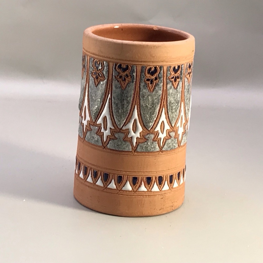 Handmade In Greece‎ Signed By Artist Clay Vase 4" X 2.5"